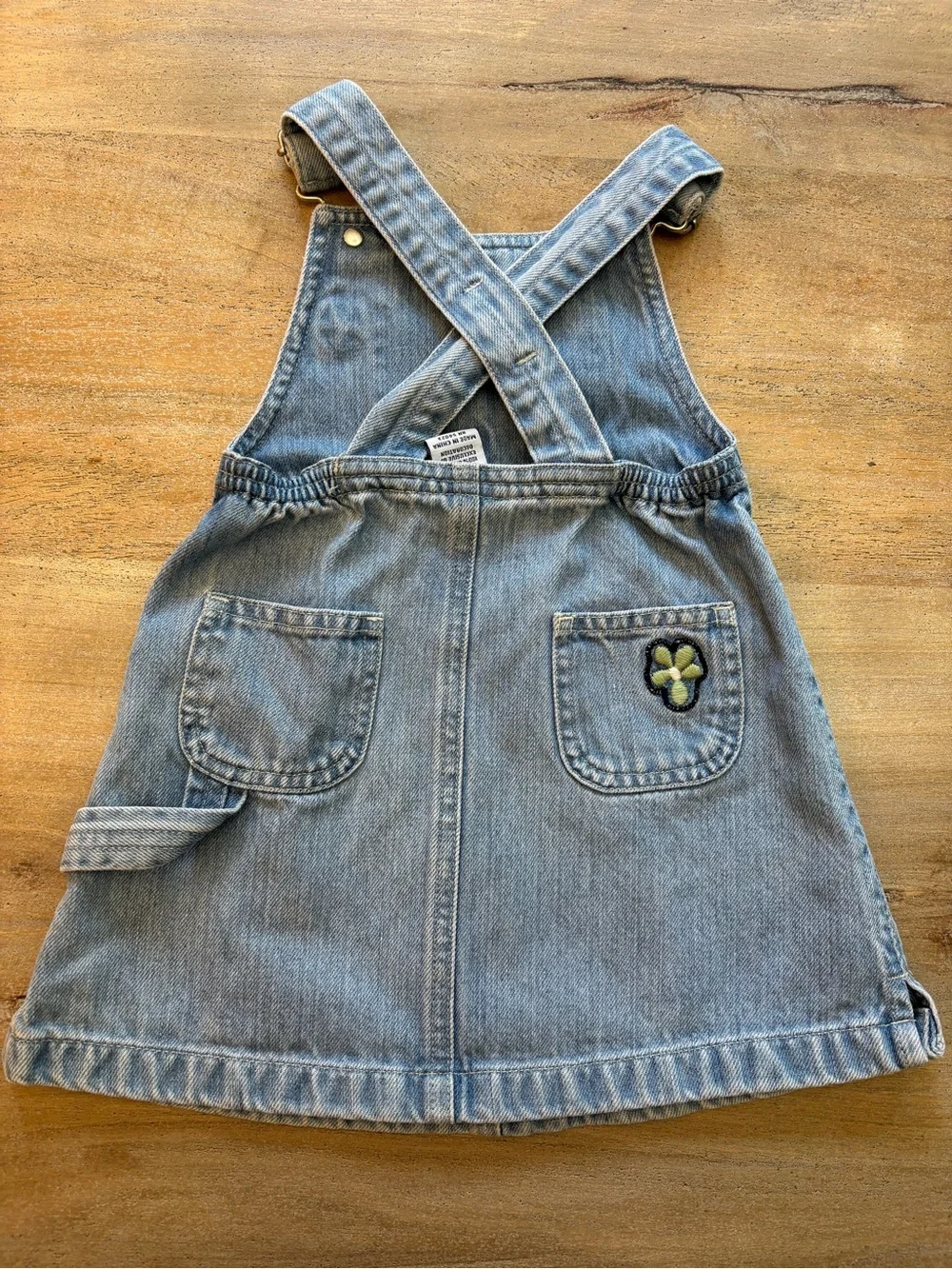 Baby Gap Vintage Y2K Embroidered Floral Denim Overall Dress 12-18 Months EUC